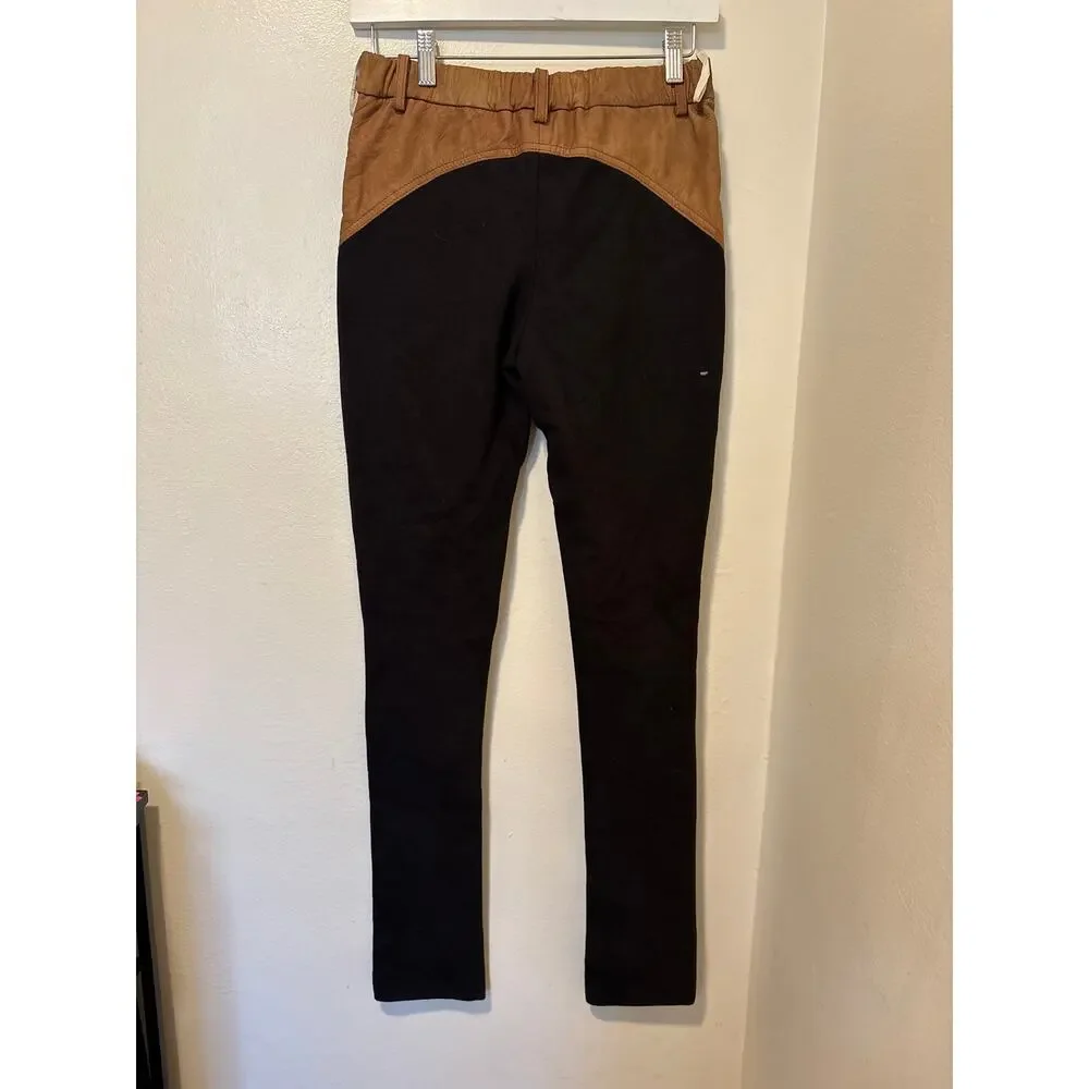 One Teaspoon Small Bronze Copper Metallic Black LEATHER Skinny High Rise Pants